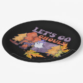 Black Let's Go Ghouls Fall Pumpkin Halloween Pappteller (Schrägansicht)