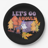 Black Let's Go Ghouls Fall Pumpkin Halloween Pappteller (Vorderseite)