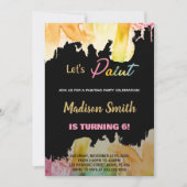 Black Let's Paint Birthday Einladungen (Vorderseite)