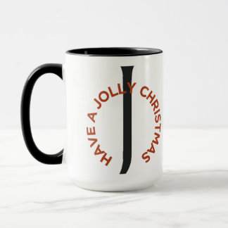 Black Letter J Red Text Haben Sie ein Jolly Weihna Tasse