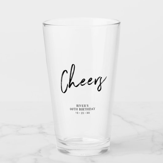 Black Lettering Cheers Adult Birthday Party Gunst Glas (Vorderseite)