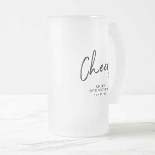 Black Lettering Cheers Adult Birthday Party Gunst Mattglas Bierglas (VorderseiteRechts)