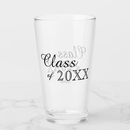 Black Lettering Class of 2022 Personalisiert Glas (Rückseite)