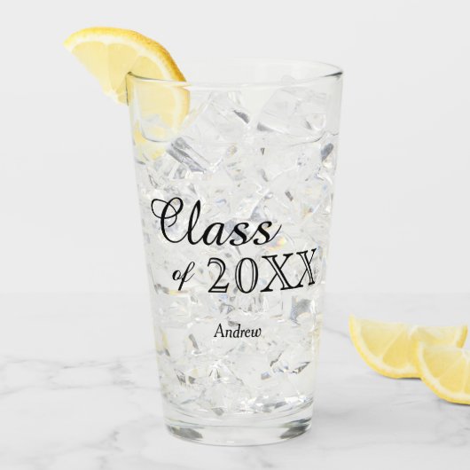 Black Lettering Class of 2022 Personalisiert Glas (Vorderseite Ice)