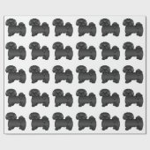 Black Lhasa Apso Niedlich Cartoon Dog Muster Geschenkpapier (Flach)