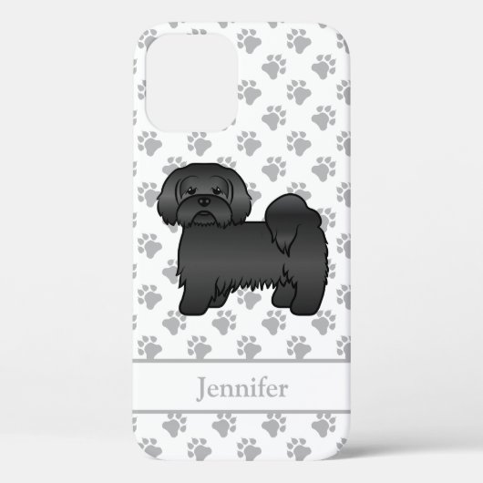 Black Lhasa Apso Niedlich Cartoon Dog & Name Case-Mate iPhone Hülle (Rückseite)