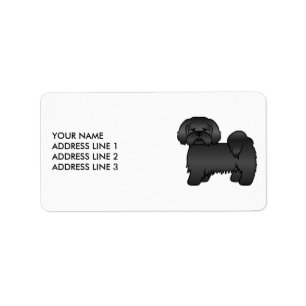 Black Lhasa Apso Niedlicher Cartoon Dog & Benutzer Adressaufkleber