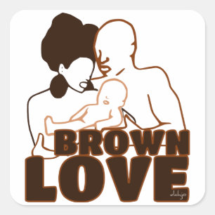 Black Liebe Brown Liebe Quadratischer Aufkleber