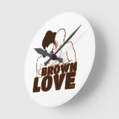 Black Liebe Brown Liebe Runde Wanduhr (Winkel)