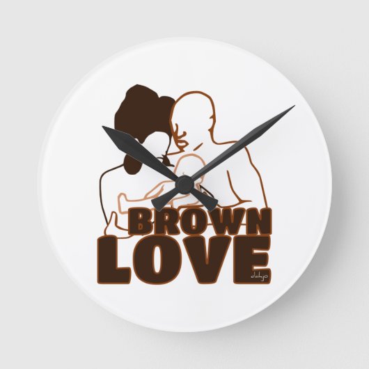 Black Liebe Brown Liebe Runde Wanduhr (Vorderseite)