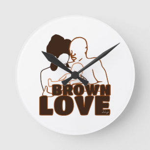 Black Liebe Brown Liebe Runde Wanduhr