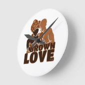 Black Liebe Brown Liebe Runde Wanduhr (Winkel)