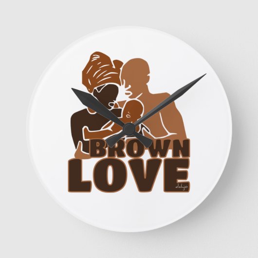 Black Liebe Brown Liebe Runde Wanduhr (Vorderseite)