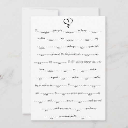 Black Liebe Heart Wedding Libs Game (Vorderseite)