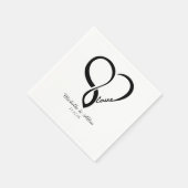 Black Liebe Heart Wedding Party Paper Napkins Set Serviette (Ecke)