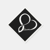 Black Liebe Heart Wedpaper Napkins Set Serviette (Ecke)