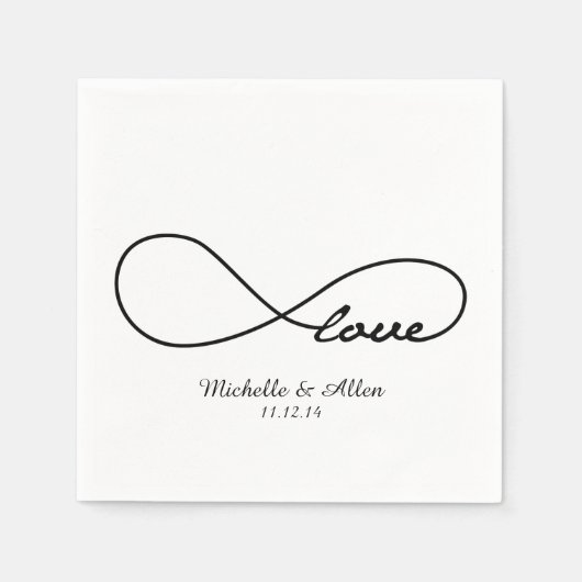 Black Liebe Unendlichkeit Hochzeitspapier Napkins  Serviette (Vorderseite)