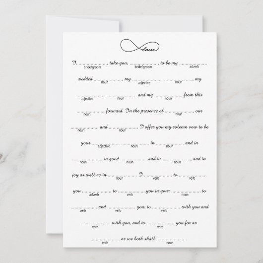 Black Liebe Unfinity Wedding Libs Game (Vorderseite)