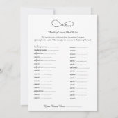 Black Liebe Unfinity Wedding Libs Game (Rückseite)