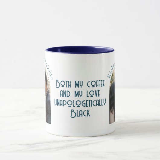Black Liebe Zitat I Custom Foto und Names Blue Tasse (Zentrum)
