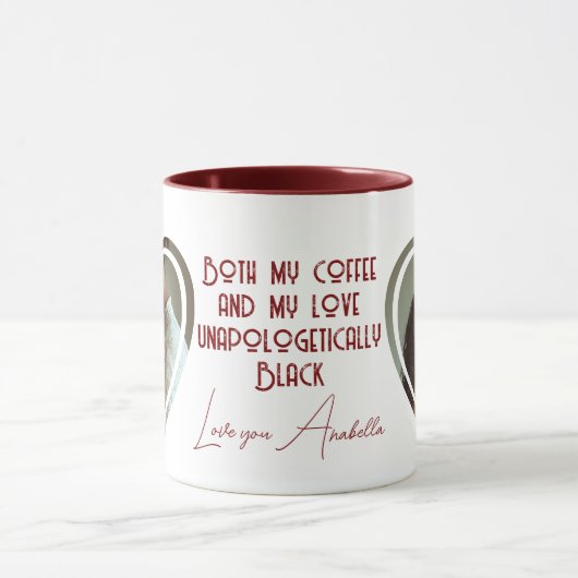 Black Liebe Zitat I Custom Heart Shaped Foto Red Tasse (Zentrum)