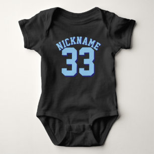 Black & Light Blue Baby Sports Jersey Design Strampler