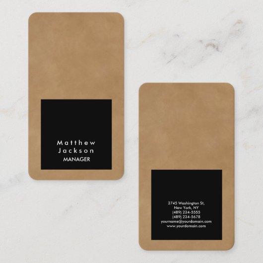 Black Light Brown Modernes Schlichtes Berufliches  Visitenkarte (Vorne/Hinten)