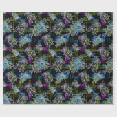 Black Light Neon Christmas Mistletoe Pattern Geschenkpapier (Flach)