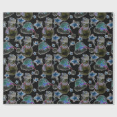 Black Light Neon Christmas Snowman Pattern Geschenkpapier (Flach)