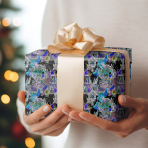 Black Light Neon Gllow Weihnachtsfeiertag Muster Geschenkpapier