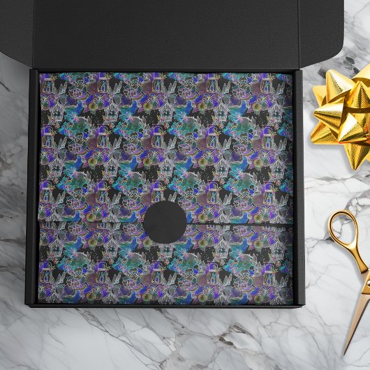 Black Light Neon Gllow Weihnachtsfeiertag Muster Seidenpapier