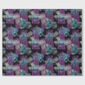 Black Light Neon Glow Xmas Candle Cluster Geschenkpapier (Flach)