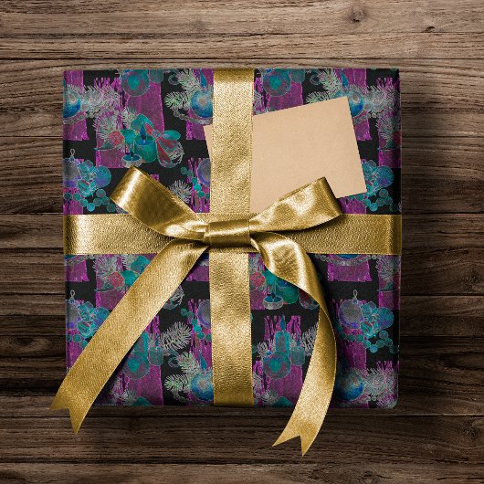 Black Light Neon Glow Xmas Candle Cluster Geschenkpapier