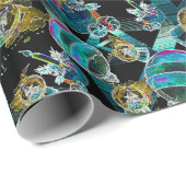 Black Light Neon Glühen Weihnachtsglobe Ornament Geschenkpapier (Rolleneckpunkt)