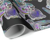 Black Light Neon Santa Claus Weihnachtsmuster Geschenkpapier (Rolleneckpunkt)