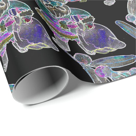 Black Light Neon Santa Claus Weihnachtsmuster Geschenkpapier (Rolleneckpunkt)