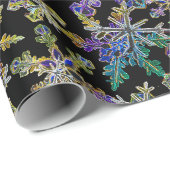 Black Light Neon Weihnachten Snowflake Muster Geschenkpapier (Rolleneckpunkt)