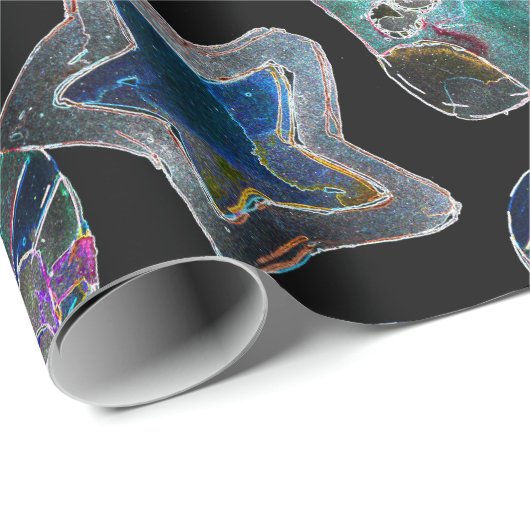 Black Light Neon Weihnachts Herzmuster Geschenkpapier (Rolleneckpunkt)