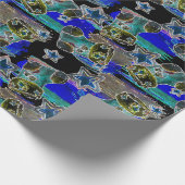 Black Light Neon Weihnachts Strumpf Pattern Geschenkpapier (Ecke)