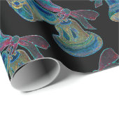 Black Light Neon Weihnachtsglocken Muster Geschenkpapier (Rolleneckpunkt)