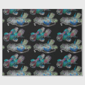 Black Light Neon Weihnachtskerzenmuster Geschenkpapier (Flach)