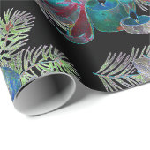 Black Light Neon Weihnachtskerzenmuster Geschenkpapier (Rolleneckpunkt)