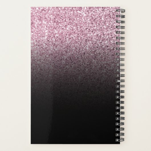 Black Light Pink Glitzer Ombre Personalisiert Planer (Rückseite)