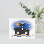 Black Lighthouse Seascape Illustration Postkarte (Stehend Vorderseite)