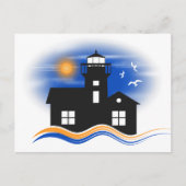 Black Lighthouse Seascape Illustration Postkarte (Vorderseite)