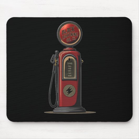 Black Lightning Oil Company Retro Gas Pump Mousepad (Vorne)
