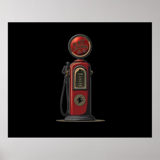 Black Lightning Oil Company Retro Gas Pump Poster (Vorne)