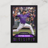 Black & Lila Baseball Trading Card mit Status Telefonnummerkarte (Vorderseite)
