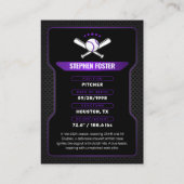 Black & Lila Baseball Trading Card mit Status Telefonnummerkarte (Rückseite)