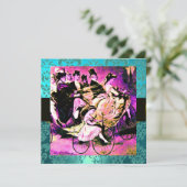 BLACK LILA BLAU BICYCLE WEDD DAMASK MONOGRAM EINLADUNG (Stehend Vorderseite)